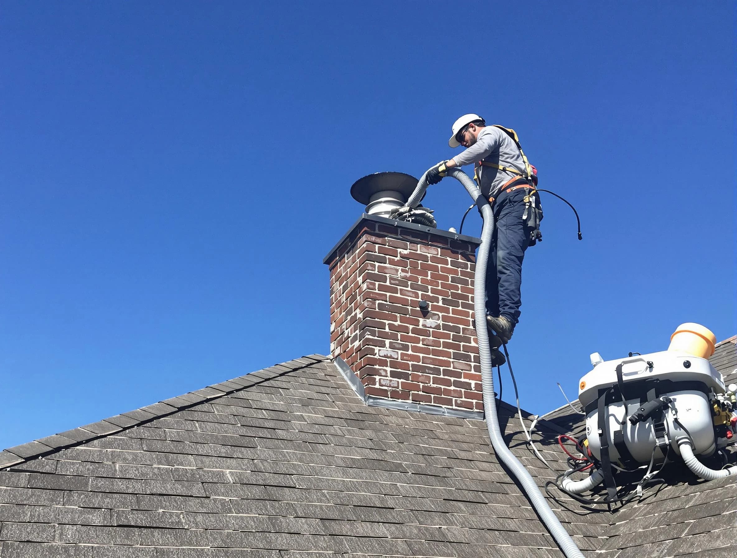 Dedicated Paterson Chimney Sweep team member cleaning a chimney in Paterson, NJ