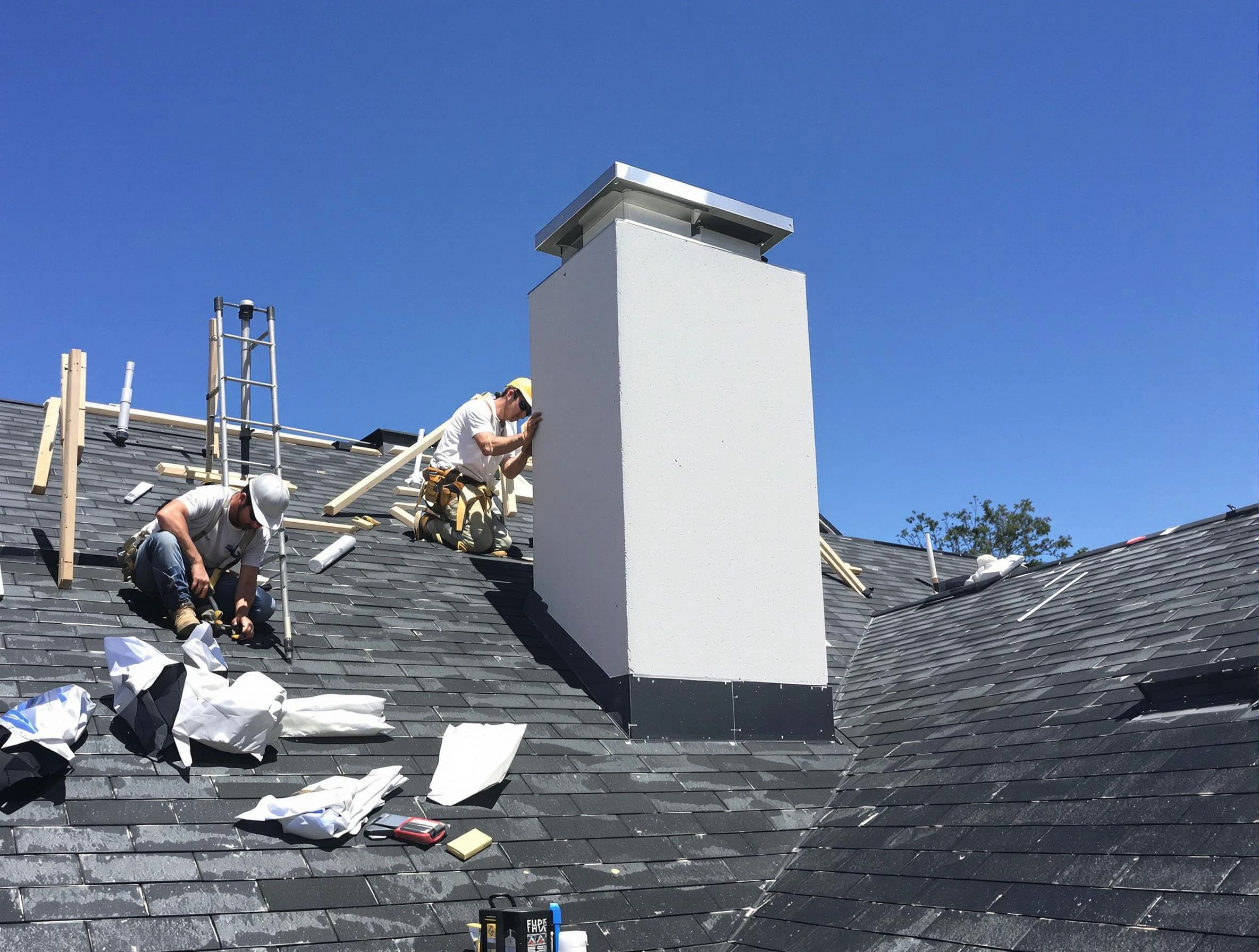 Paterson Chimney Sweep crew installing a new chimney in Paterson, NJ