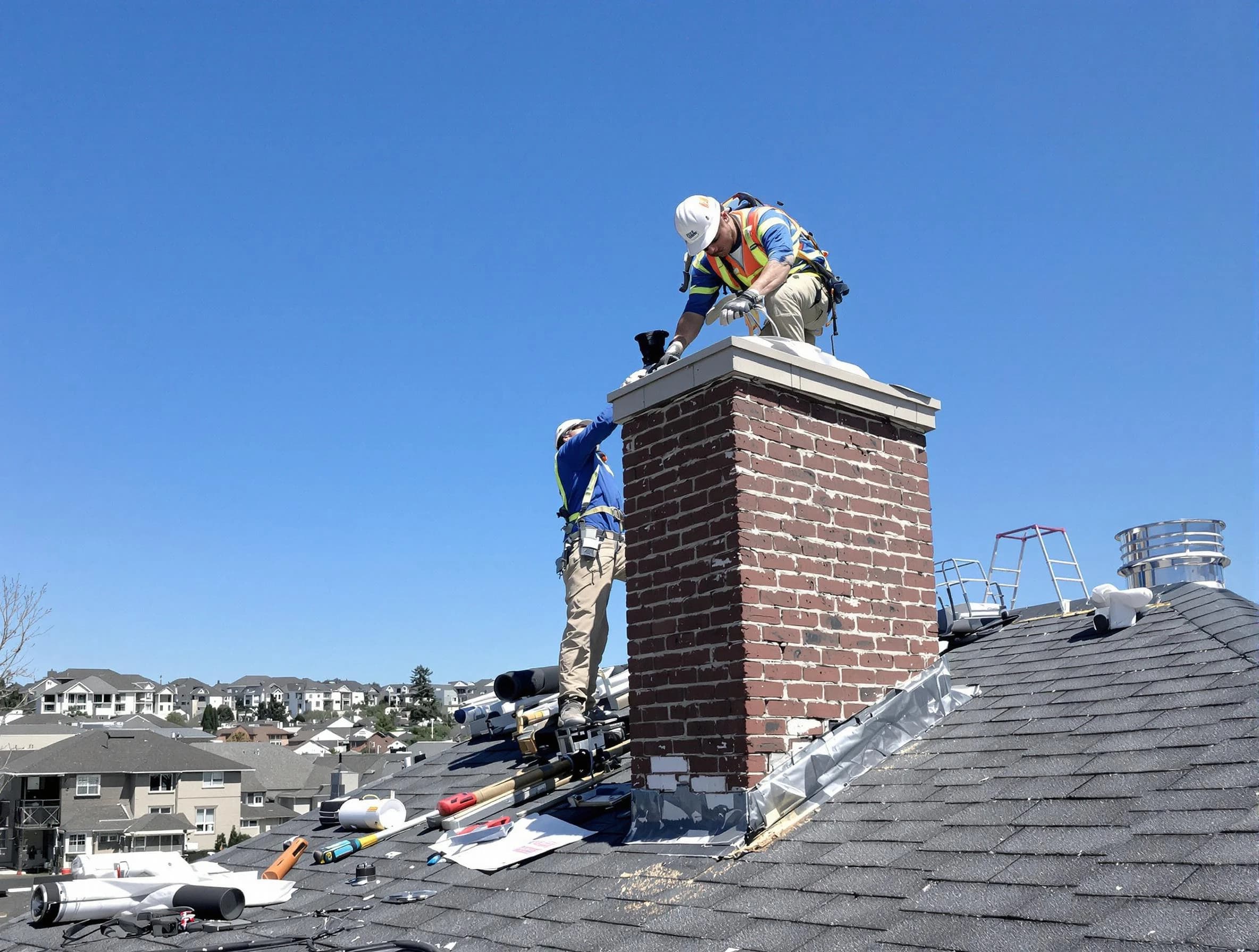 Paterson Chimney Sweep repairing a chimney crown in Paterson, NJ