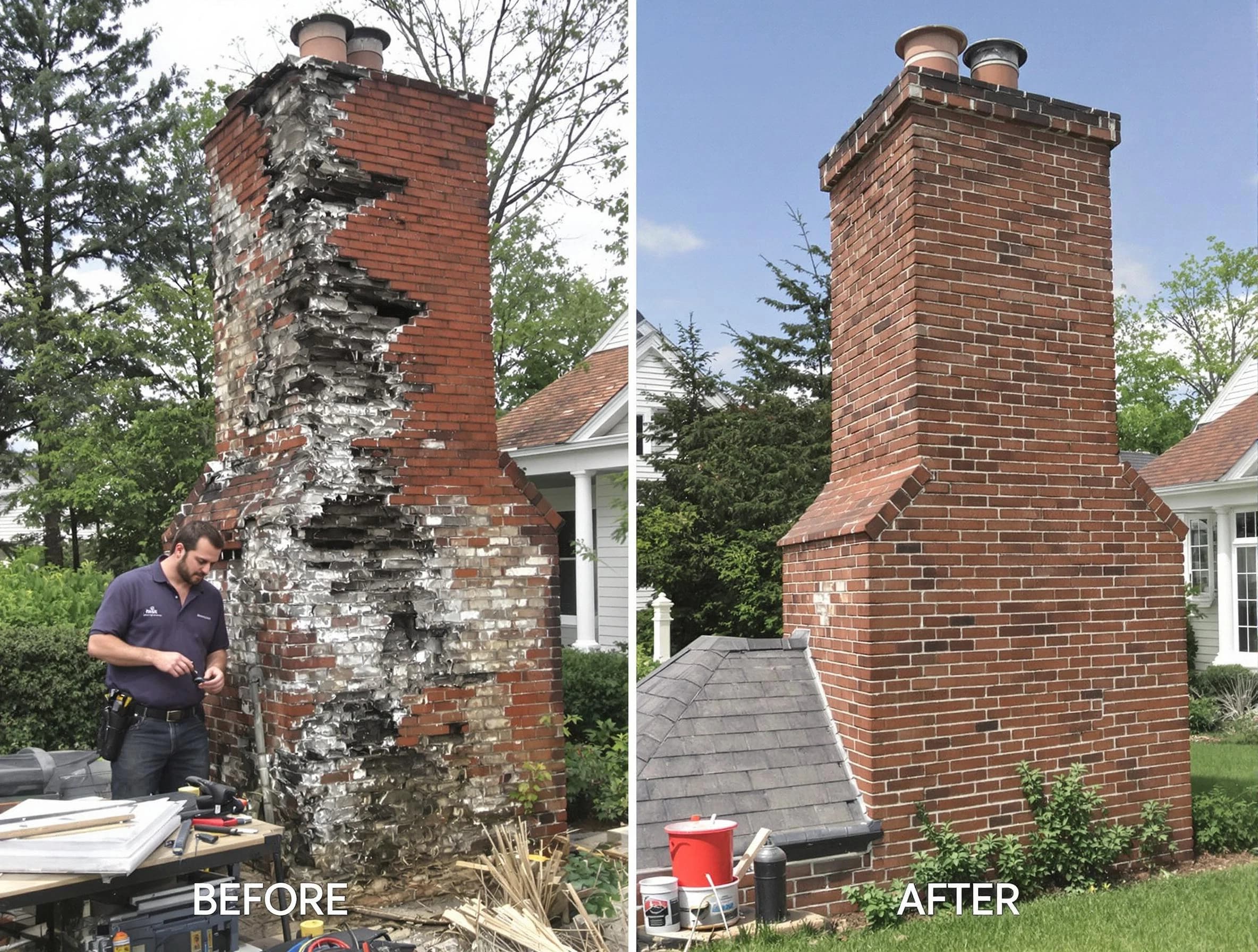 Paterson Chimney Sweep performing a full chimney restoration in Paterson, NJ