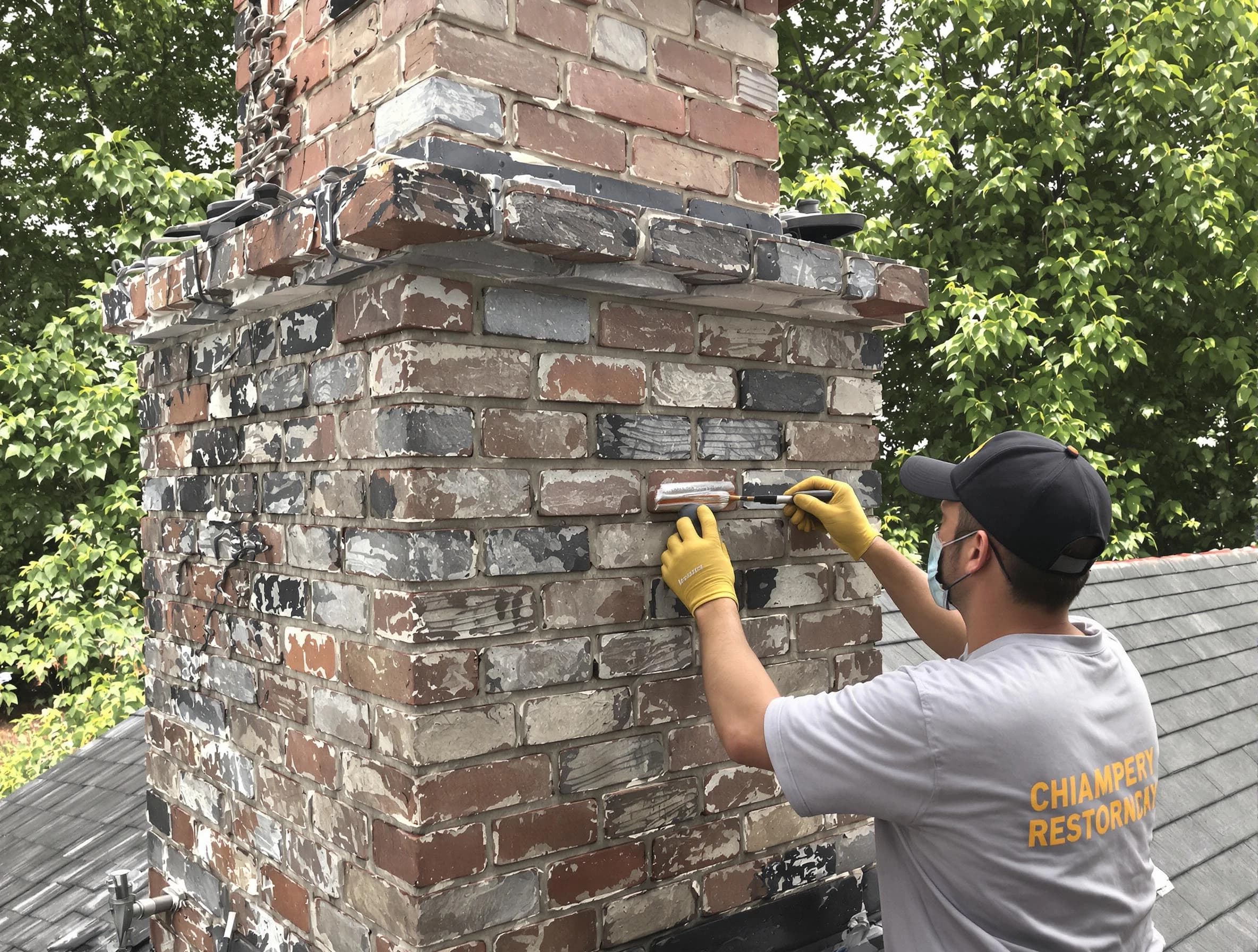 In-progress chimney restoration by Paterson Chimney Sweep in Paterson, NJ