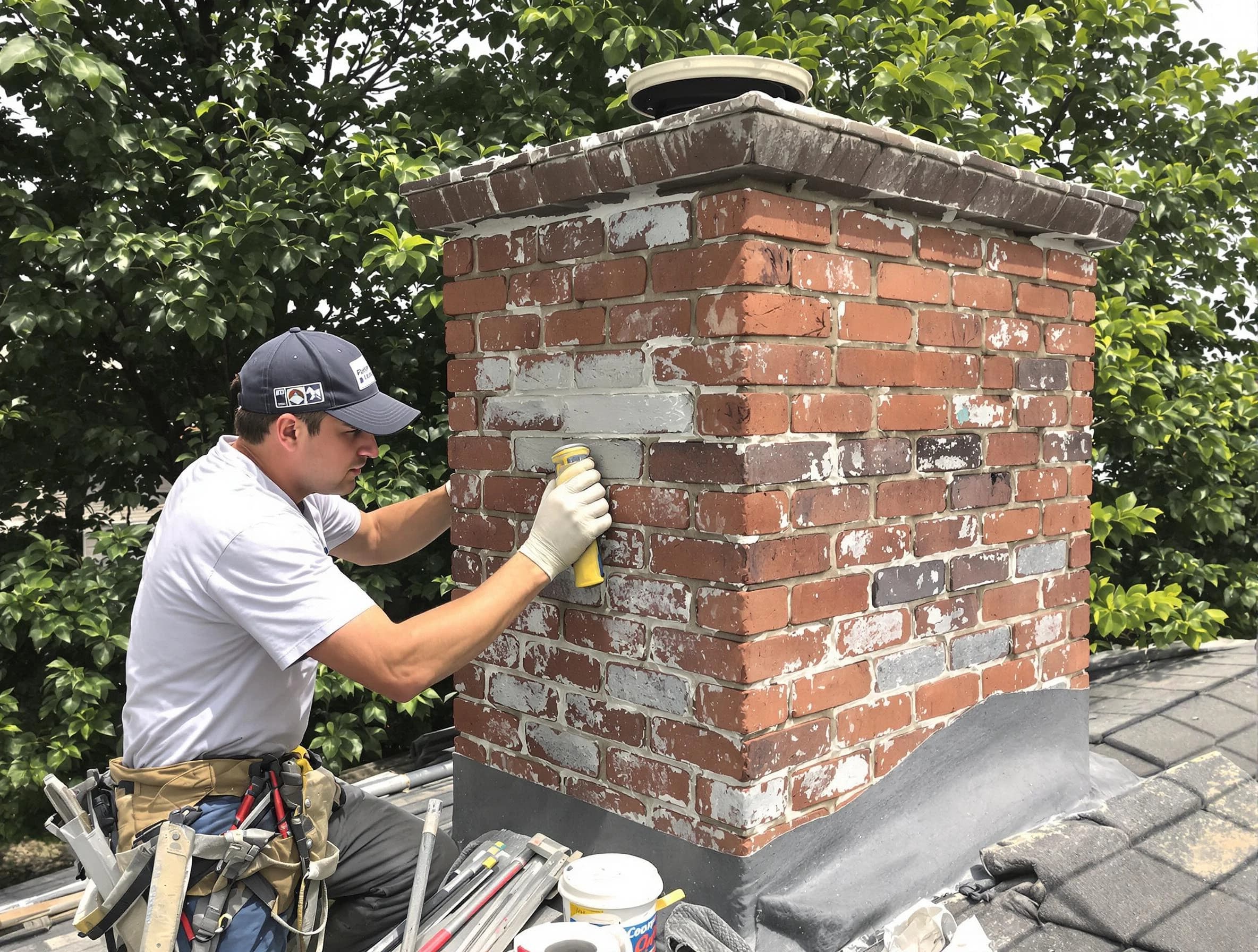Paterson Chimney Sweep restoring an aging chimney in Paterson, NJ