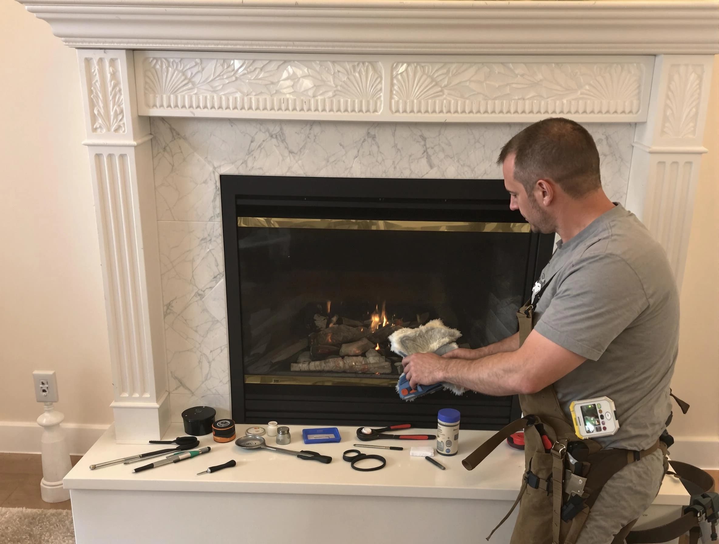 Paterson Chimney Sweep performing fireplace maintenance in Paterson, NJ