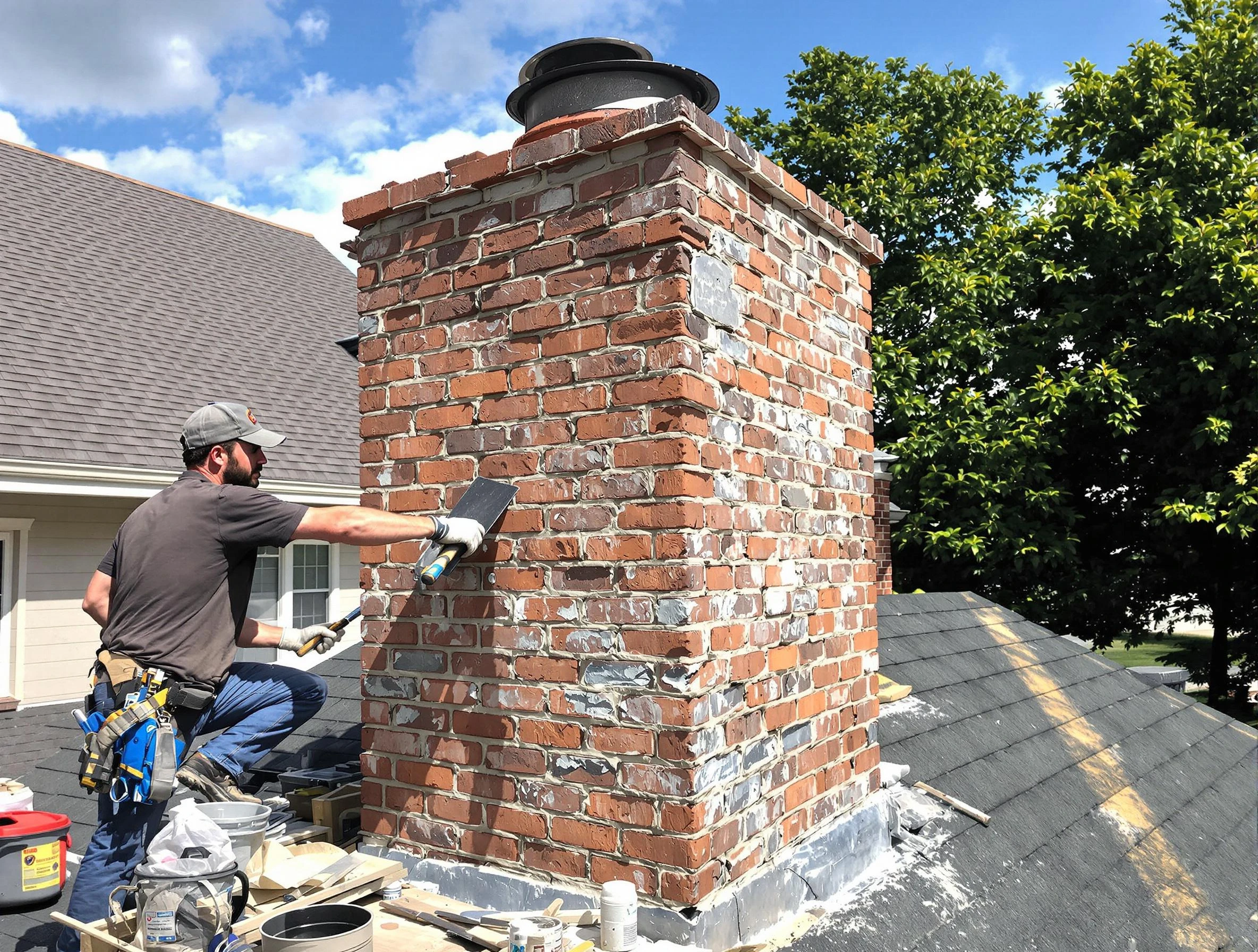 Completed chimney rebuild by Paterson Chimney Sweep in Paterson, NJ