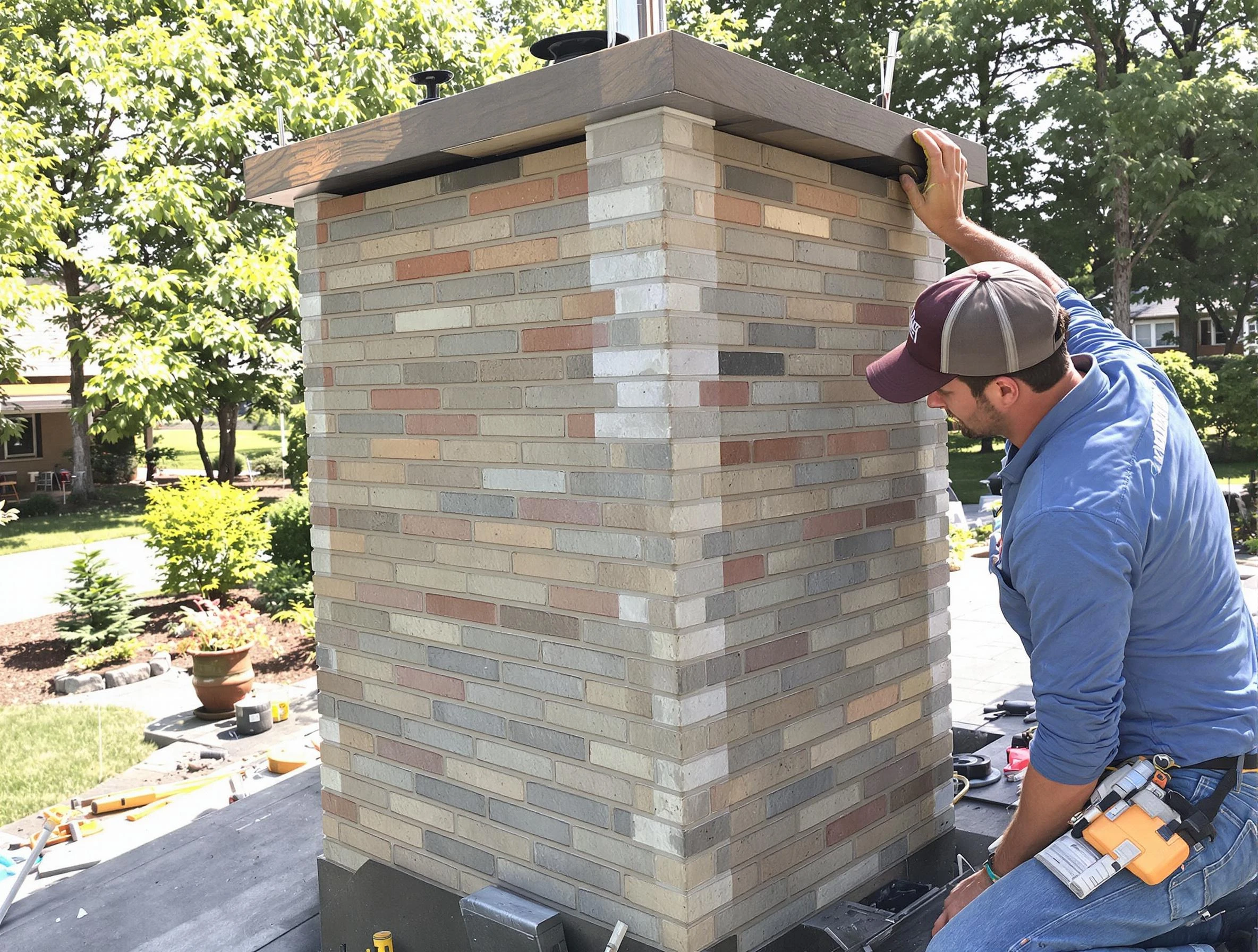 Paterson Chimney Sweep completing a modern chimney remodel in Paterson, NJ